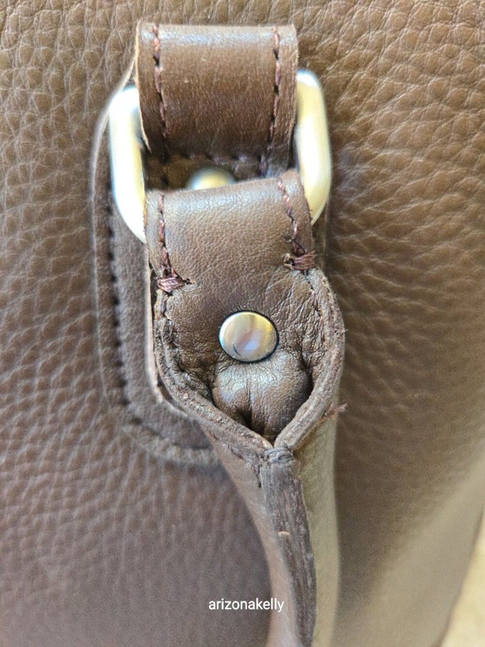 NWOT L.L. Bean Leather Satchel Purse Bag Handbag Brown Pinstripe Lining - Picture 15 of 15